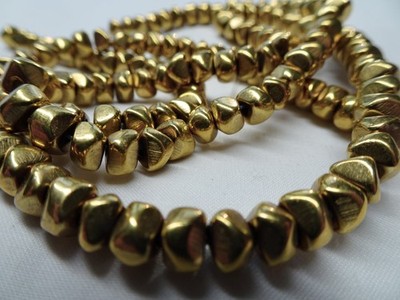 One 8'' Strand Gold Brass Metal Chip Beads 6mm Wide A238 DNG