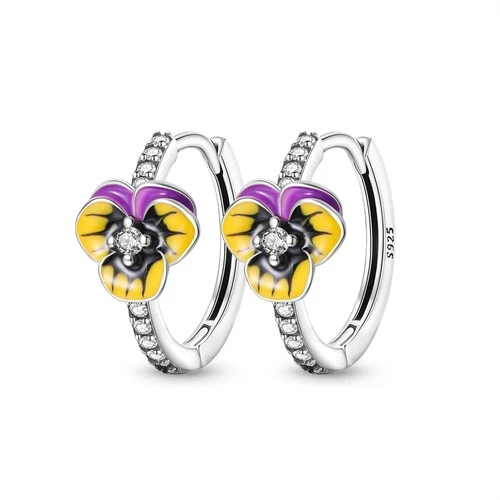 PANDACH 925 Sterling Silver Tiny Pet&Flower Hoop Earrings For Women Jewelry Gift - Picture 6 of 6
