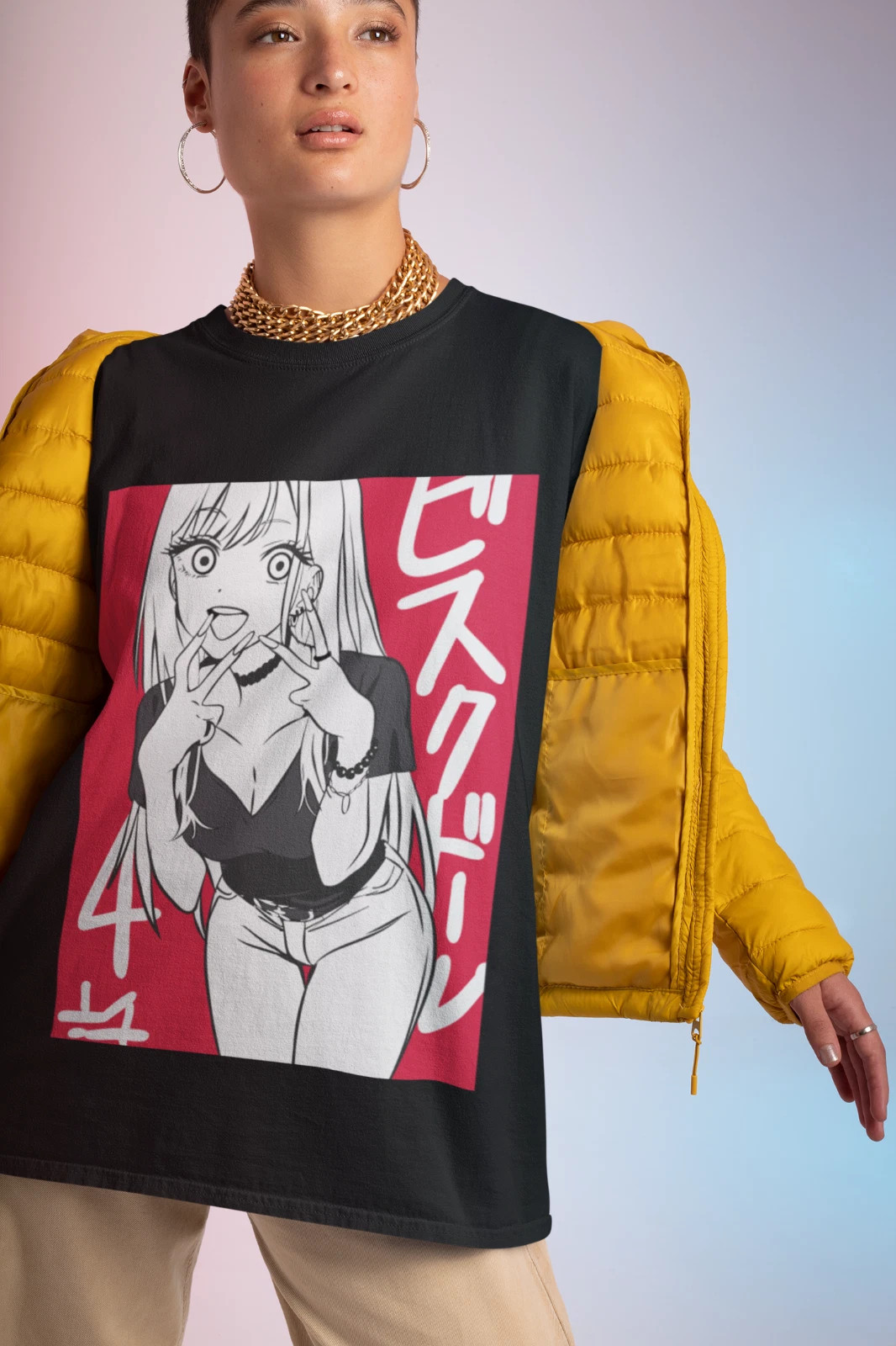 Anime My Dress Up Darling Marin Kitagawa Black T Shirt Size S - 5Xl #1