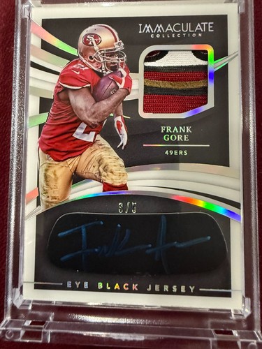 Frank Gore 2021 Immaculate Collection Eye Black Game Worn Patch Auto On Card 3/5