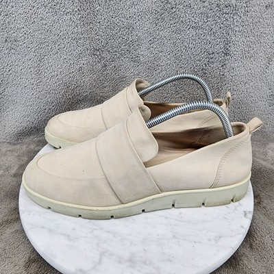 Ecco Shoes Womens Size 9 Bella Beige Leather Slip On Loafer *Read*