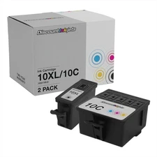 DI Compatible Ink Cartridge Replacements for Kodak #10B #10C (1 Black, 1 Color)