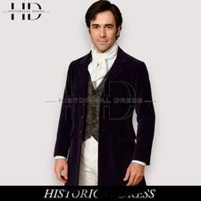 Handmade purple velvet frock coat: steampunk gothic style victorian tailcoat