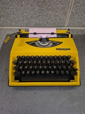 Adler Tippa Typewriter Cursive Script Banana Yellow Rare Vintage Retro Prop