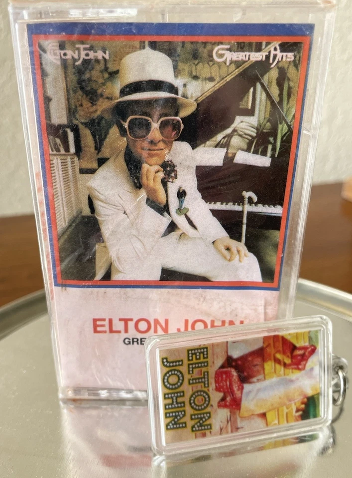 Elton John “Greatest Hits” RARE Key Chain / VINTAGE Cassette Souvenir SEALED NEW - Image 2 of 4