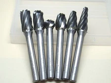 6 pcs 10MM THK Tungsten Carbide ALUMINIUM CUT Rotary Burrs burs points 6mm shank