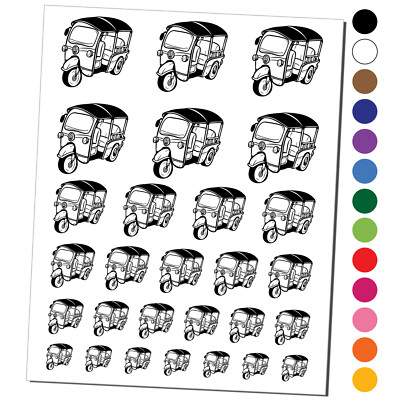 Tuk-Tuk Auto Rickshaw Thailand Asian Taxi Temporary Tattoo Water Resistant Set