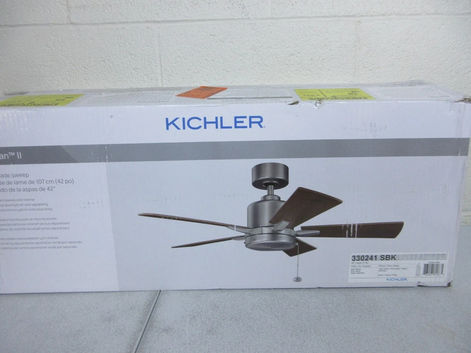 Kichler Lucian II 42 in. Indoor Satin Black Downrod Mount Ceiling Fan - Image 4 of 4