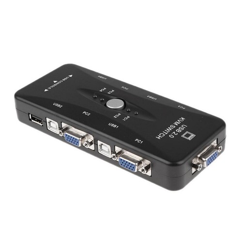 USB 2.0 KVM Switch 4 Port With 4 Set Cable For Mouse Keyboard Monitor Sharing - Picture 4 of 10