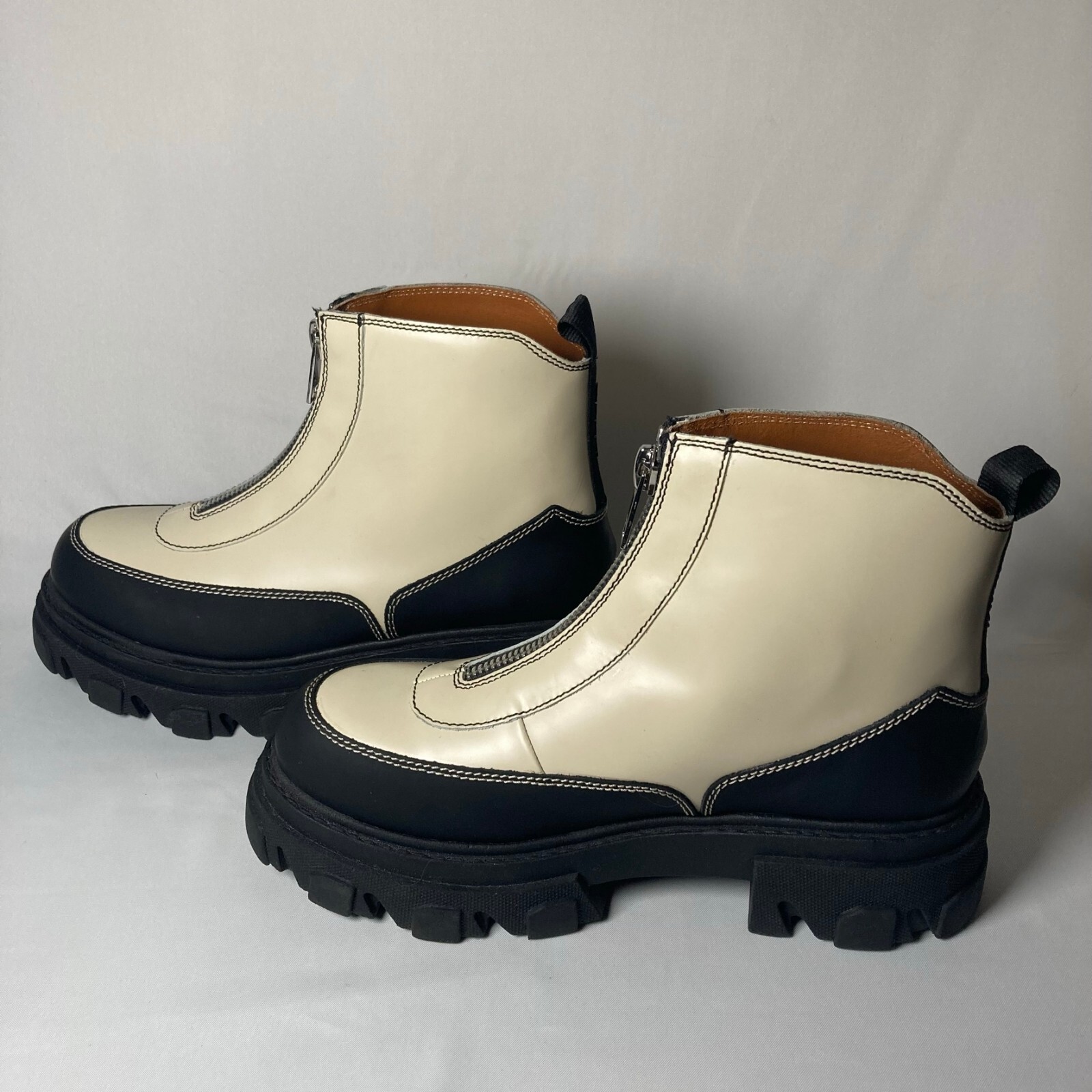 GANNI Lug-Sole Leather Combat Boots 