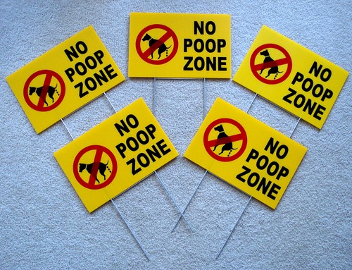 5 NO DOG POOP ZONE 8"X12" Plastic Coroplast Signs with Stakes NEW - 第 1/1 張圖片