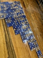 28 Piece Blue And Clear With Gold Flakes Resin Dominoes