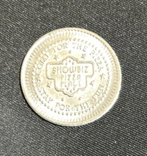 Vintage Showbiz Pizza Metal Silver Colored Play Coin Play Value Token Rare