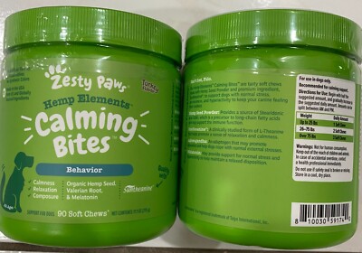 2 PACK Zesty Paws GREEN Calming Bites Behavior Turkey Flavor 90 EXP 01/2027 & UP