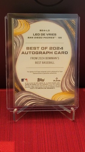 2024 Bowmans Best Leo De Vries Auto BEST OF 2024 AUTOGRAPH MINT - Picture 2 of 2