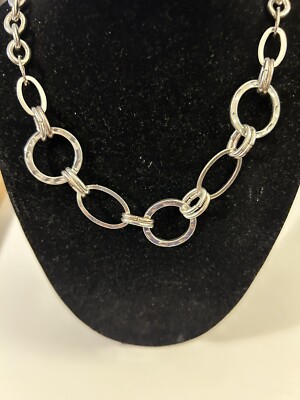 Liz Claiborne Silver Toned Multiple Sized Links Chain Necklace