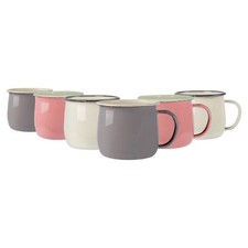 Coloured Enamel Belly Mugs Metal Camping Tea Coffee Hot Drinks 375ml 3 Colours