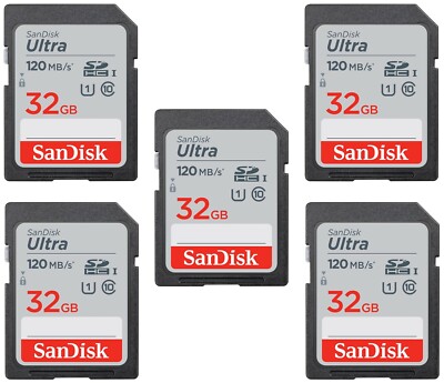 5 x SanDisk Ultra 32GB Class 10 C10 SD SDHC 120MB/s SDSDUN4-032G Camera Card