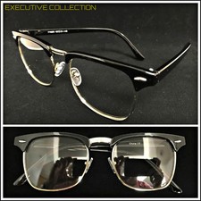 Classy Elegant Sophisticated 50's Retro Style Clear EYE GLASSES Black Gold Frame