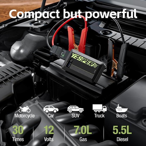 YESPER Jump Starter Portable 1500A Peak Car Jumper Starter 12V Battery Booster - Picture 4 of 8