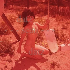 1950s Transparency-sexy brunette pinup girl in gold bikini-cheesecake t457294