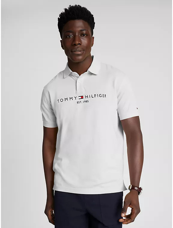 TOMMY HILFIGER Polo Regular Fit Embroidered Tommy Logo, White, L | eBay