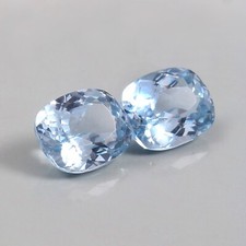 AAA Natural Brazilian Aquamarine Loose Cushion Gemstone Cut Matched Pair 10x8 MM