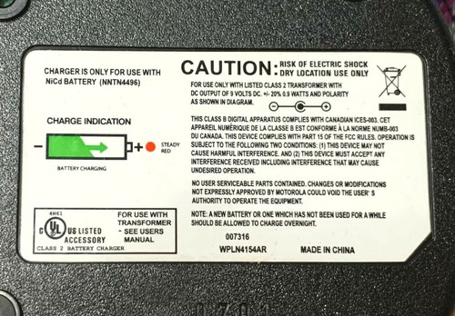 🔥 Base Cargador Batería MOTOROLA # NNTN4496 NiCd WPLN415AR - Imagen 5 de 7