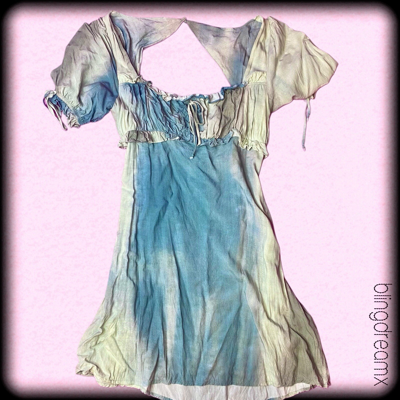 Blue Peasant Pirate Babydoll Dress Shekou Size M Bohemian Chic  
