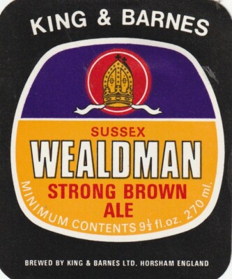 BIERFLASCHENETIKETT - KING & BARNES BRAUEREI - WEALDMAN STRONG BROWN ALE