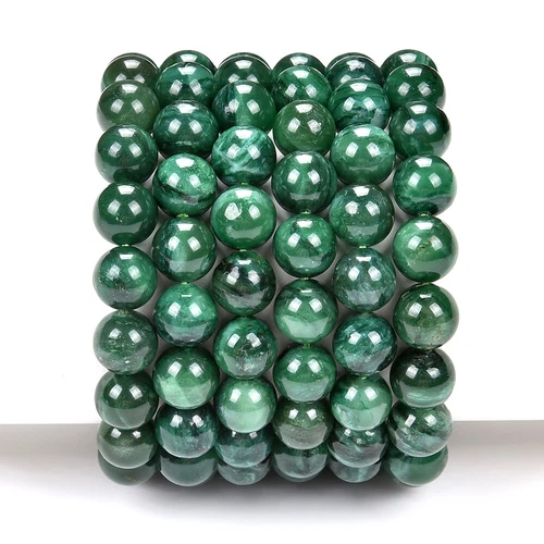 Natural Green Mica Muscovite in Fuchsite 8MM 10MM 7.5 inch Round Bracelet(S20) - Picture 1 of 3