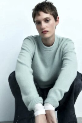 ZARA NEU DAMEN MEERGRÜN KASCHMIR & WOO MISCHUNG STRICK PULLOVER GR S