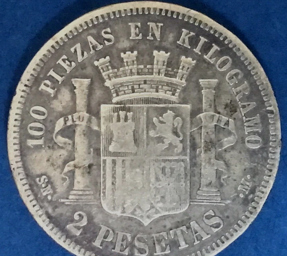 1869 SNM SPAIN 2 PESETAS - Image 2 of 4