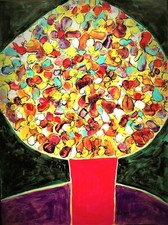 ABSTRACT ORIGINAL PAINTING MODERN FLOWERS HOME DECOR FLORAL WALL ART 24