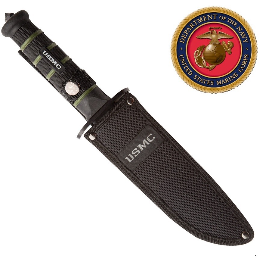 US Marine fighting knife USMC Black out with sheath eBay