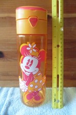 Disney Store Orange Minnie Mouse Sports Water Bottle With Push Button Opening