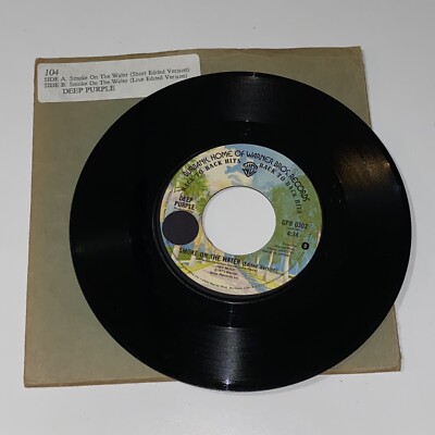 Deep Purple Smoke on the Water Single Record Jukebox 45 Edited Version & Live