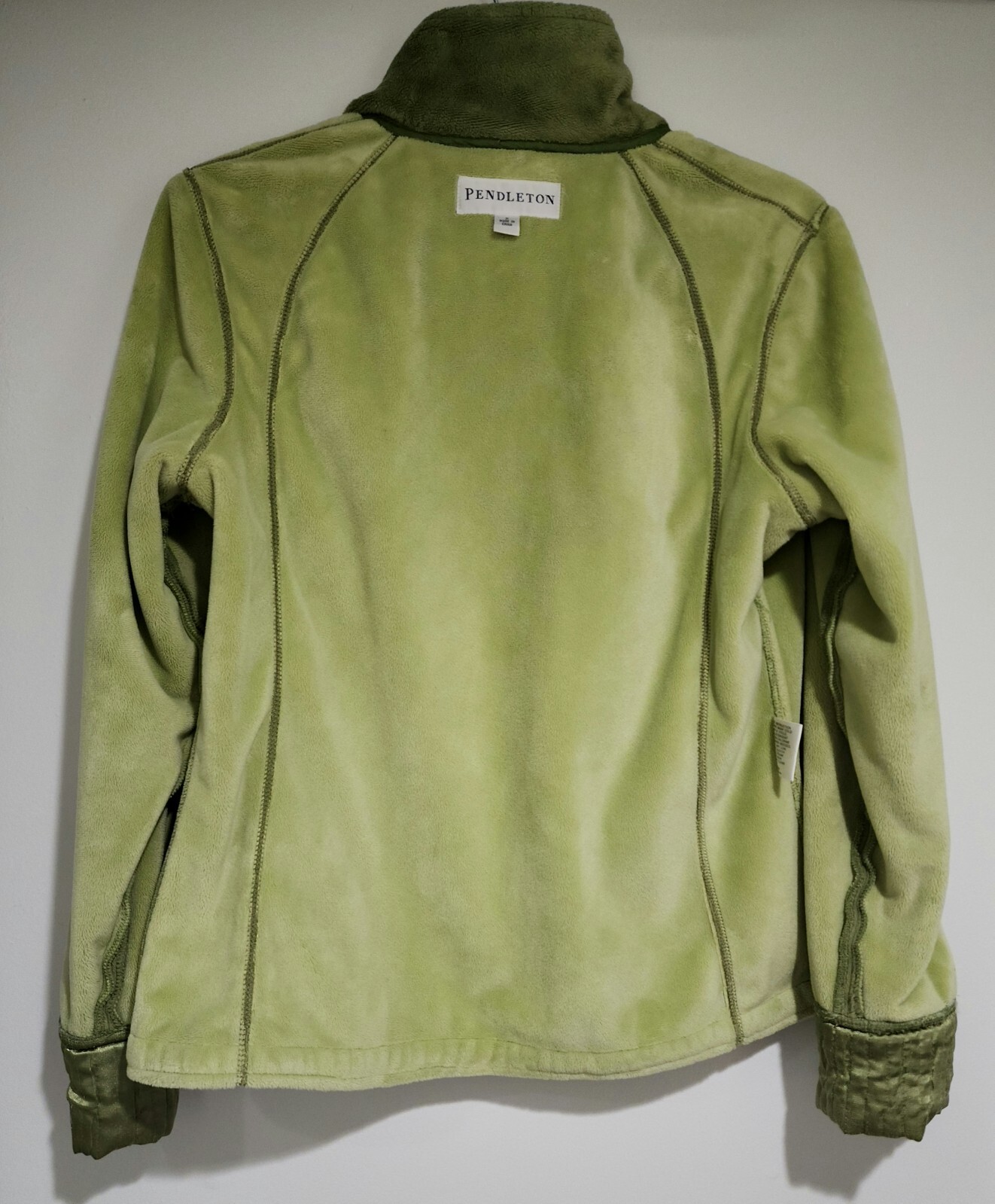 Pendleton Womens Plush Full-Zip Jacket Green Sati… - image 5