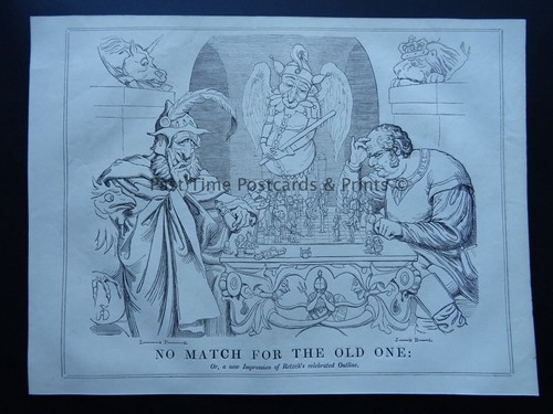 c1846 Original Antique Print POLITICAL GAME OF CHESS & NO MATCH FOR THE OLD ONE - Picture 2 of 2