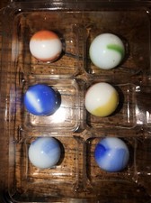 Marble King Rainbows Vintage Lot Of 6 In Case   