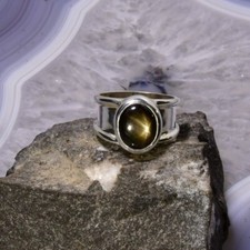 Schwarzer Stern Saphir Ring, 925er Silber, Edelsteinring (22173), Sternstein
