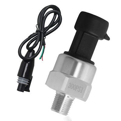 300Psi Pressure Sensor Sender 5V DC W/Connector Harness for Oil Fuel Gas