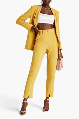 DIANE VON FURSTENBERG Wilder Crepe Tapered Trousers PANTS In Mustard SIZE 10 NEW