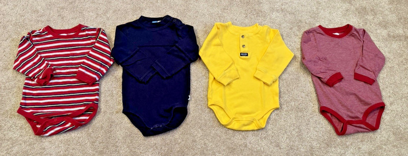 Lot of 4 - Toddler Boys Long Sleeve Bodysuits Size 18-24 Months