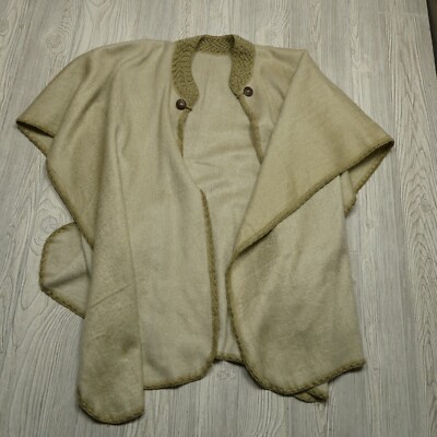 Ecuadorian Sweater Wrap Cape Womens One Size Beige Alpaca Blend Shawl