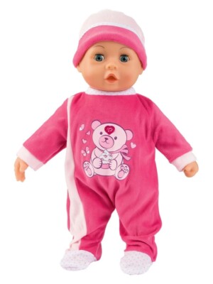 Bayer Babypuppe Piccolina FIRST WORDS BABY Puppe 38 cm ab 10 Monate - Bär PINK