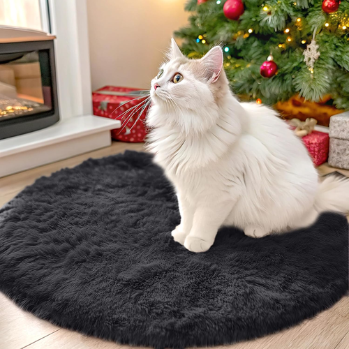 Black round Rugs for Bedroom - Machine Washable, 2X2 Feet Circle Area Rugs for L - Picture 10 of 12