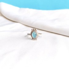 925 Silver Natural Chalcedony Oval Shape Women New Rings Cabochon Gemstone