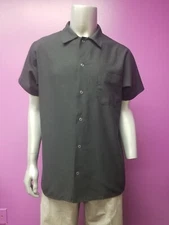 BLACK SHORT SLEEVE CHEF COOK SHIRT: XS SM MED L XL 2X 3X 4X UNIFORM SNAP FRONT