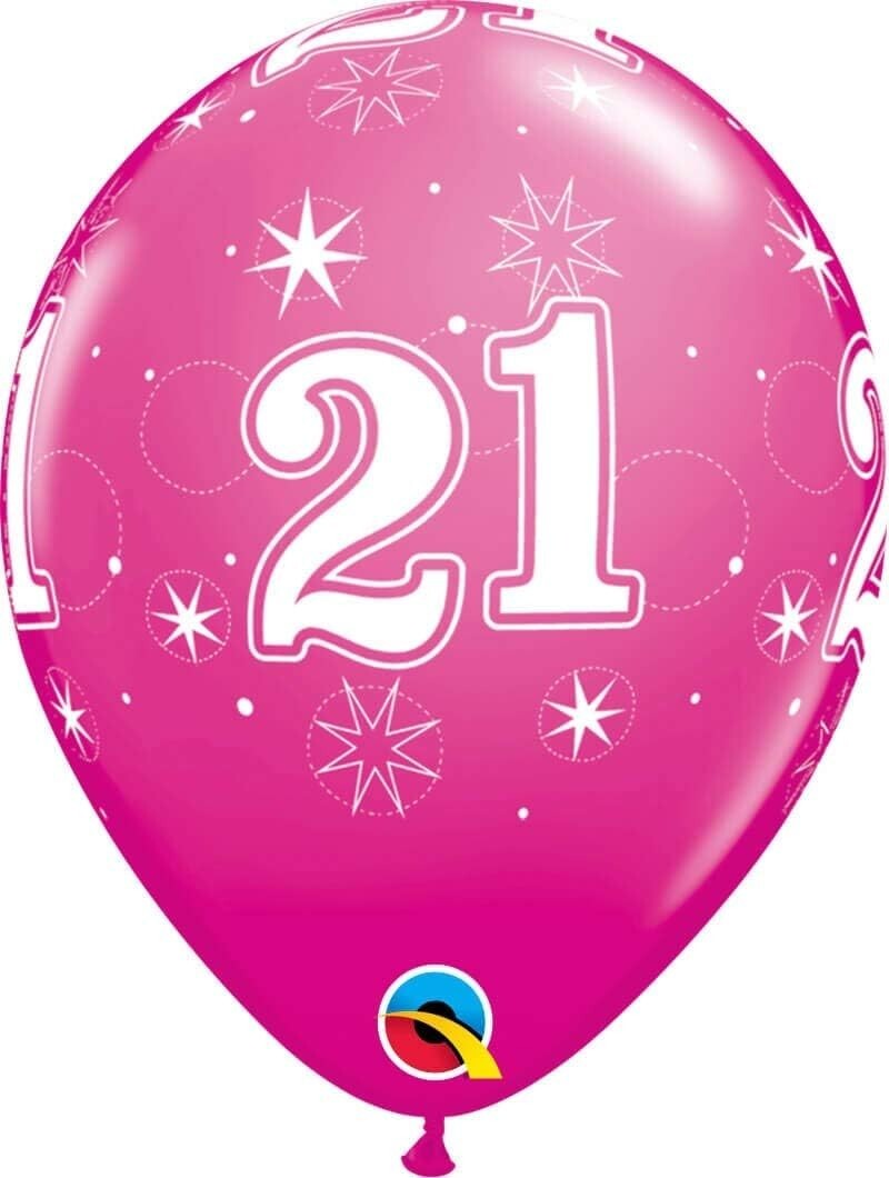 21st Birthday Pink Diamond Latex Balloon 11Inch 25 pack